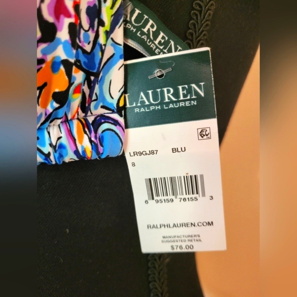 NWT Lauren By Ralph Lauren Women's Multicolor Paisley Halter Bikini Top (Size 8) - Picture 7 of 12